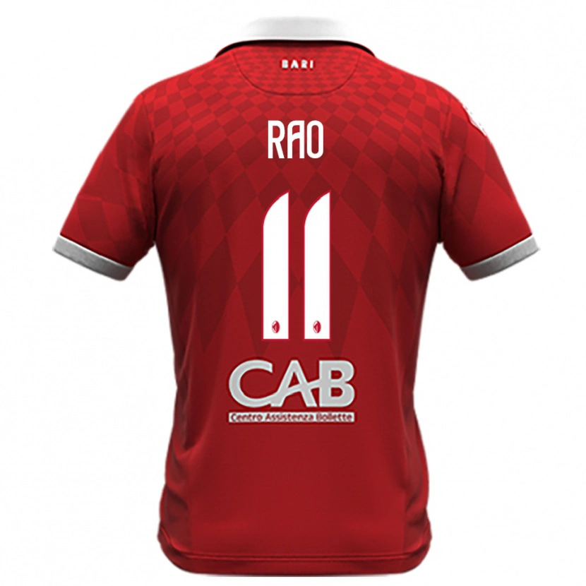 Danxen Kvinnor Emanuele Rao #11 Röd Vit Bortatröja Matchtröjor 2025/26 Tröjor T-Tröja
