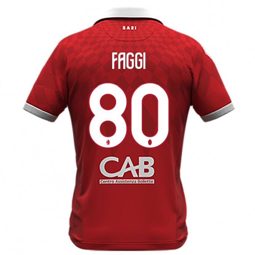 Danxen Kvinnor Filippo Faggi #80 Röd Vit Bortatröja Matchtröjor 2025/26 Tröjor T-Tröja