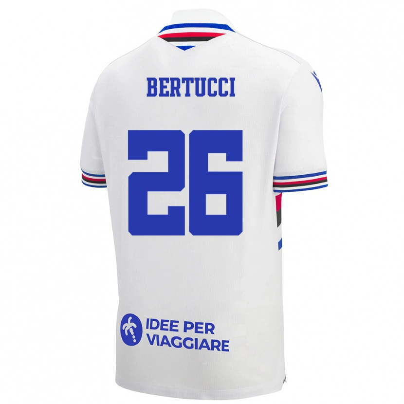 Danxen Kvinnor Sofia Bertucci #26 Vit Blå Röd Bortatröja Matchtröjor 2025/26 Tröjor T-Tröja