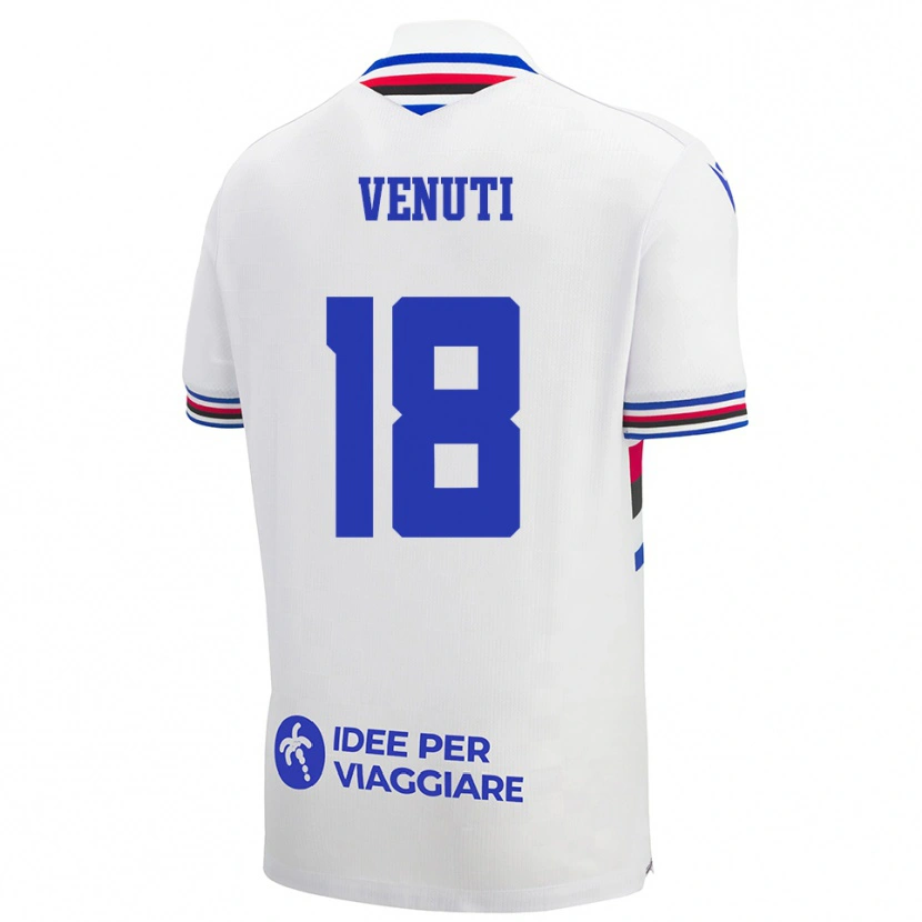 Danxen Kvinnor Lorenzo Venuti #18 Vit Blå Röd Bortatröja Matchtröjor 2025/26 Tröjor T-Tröja