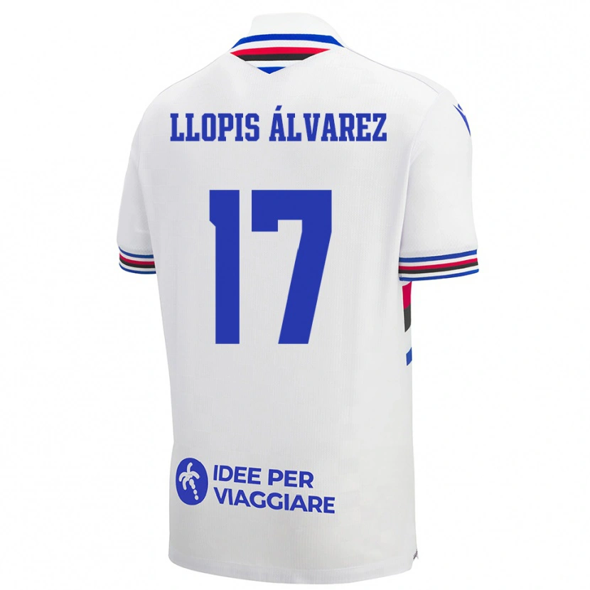 Danxen Kvinnor Marta Llopis Álvarez #17 Vit Blå Röd Bortatröja Matchtröjor 2025/26 Tröjor T-Tröja
