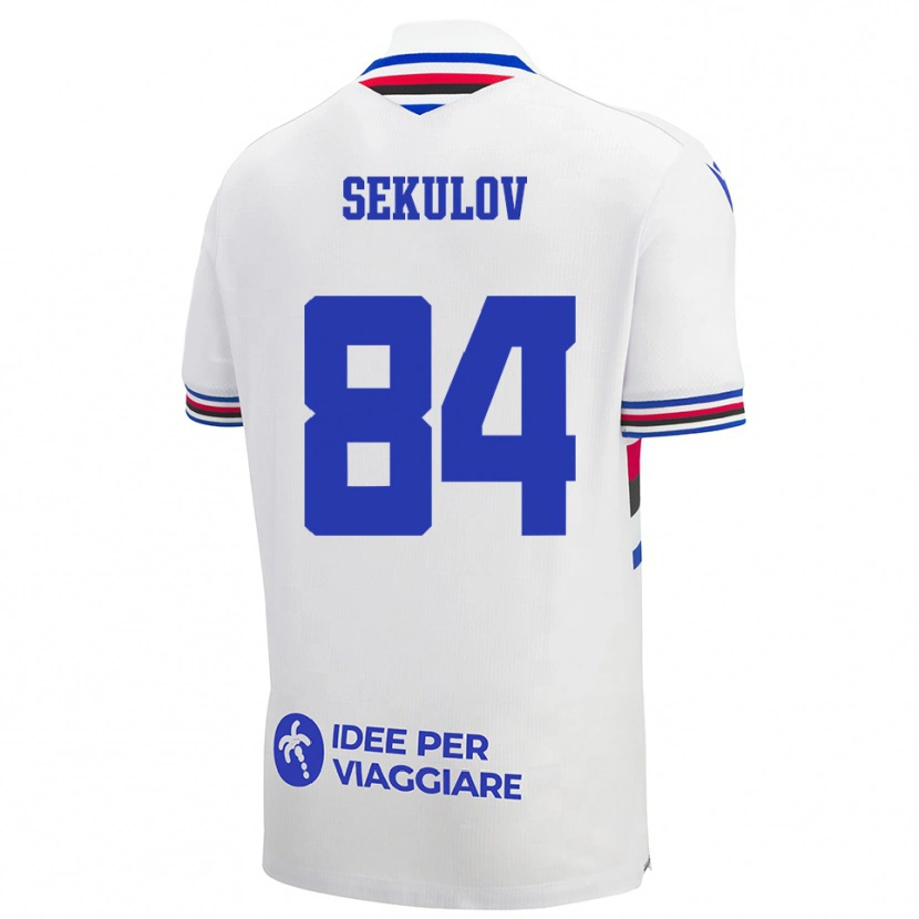 Danxen Kvinnor Nikola Sekulov #84 Vit Blå Röd Bortatröja Matchtröjor 2025/26 Tröjor T-Tröja