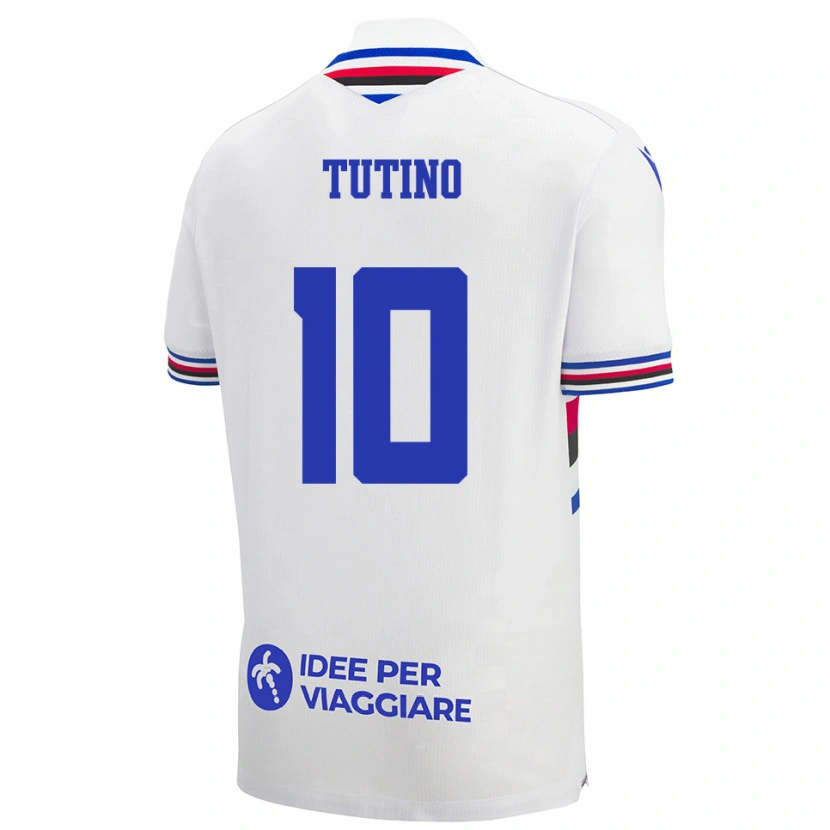 Danxen Kvinnor Gennaro Tutino #10 Vit Blå Röd Bortatröja Matchtröjor 2025/26 Tröjor T-Tröja
