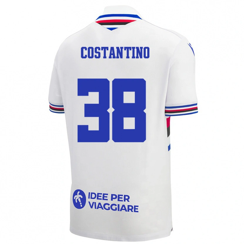 Danxen Kvinnor Lorenzo Costantino #38 Vit Blå Röd Bortatröja Matchtröjor 2025/26 Tröjor T-Tröja