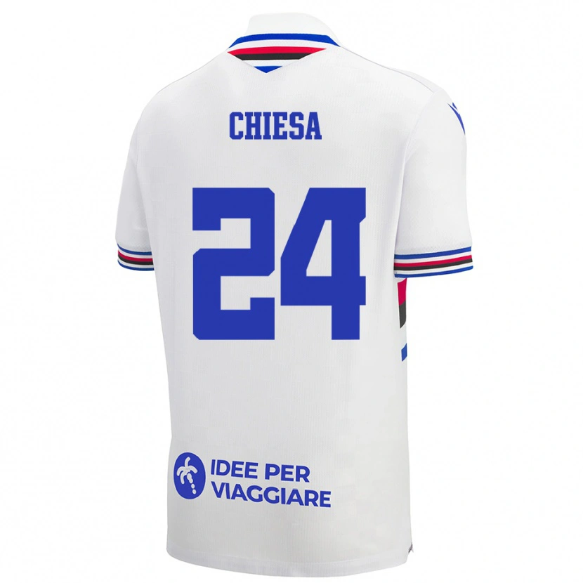 Danxen Kvinnor Lorenzo Chiesa #24 Vit Blå Röd Bortatröja Matchtröjor 2025/26 Tröjor T-Tröja