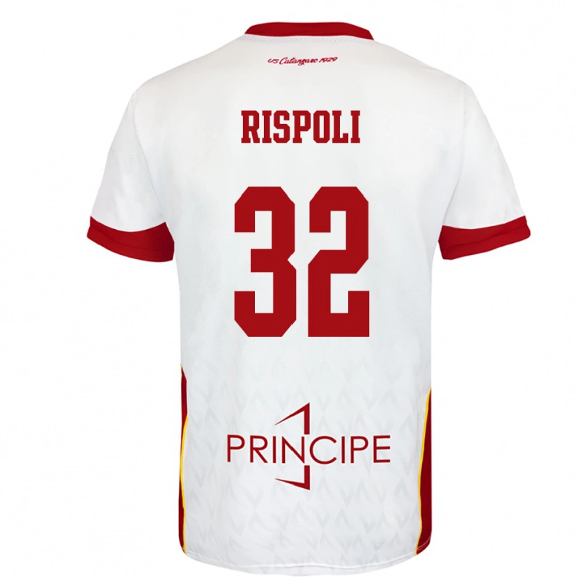 Danxen Kvinnor Fabio Rispoli #32 Vit Röd Bortatröja Matchtröjor 2025/26 Tröjor T-Tröja