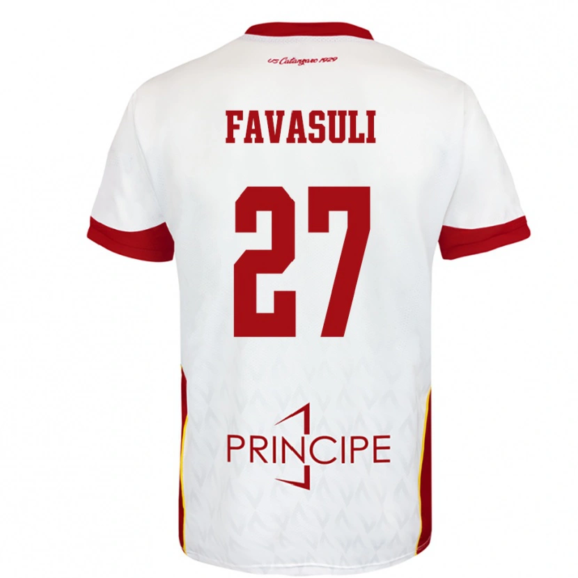 Danxen Kvinnor Costantino Favasuli #27 Vit Röd Bortatröja Matchtröjor 2025/26 Tröjor T-Tröja