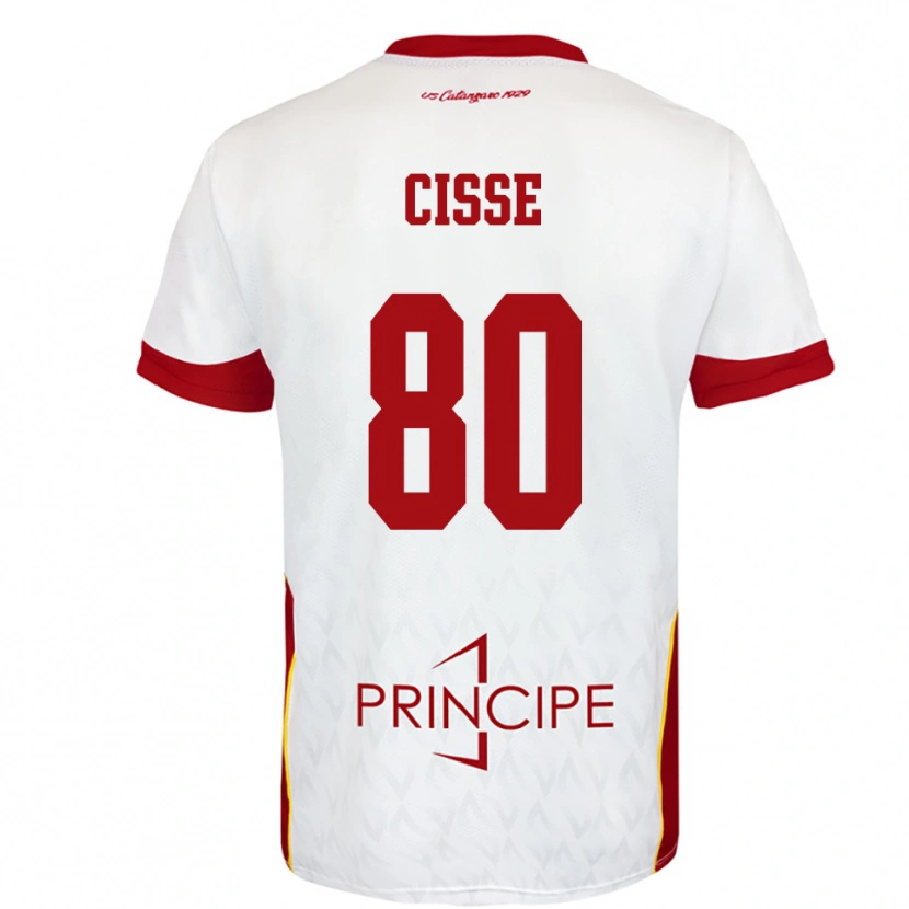 Danxen Kvinnor Alphadjo Cissè #80 Vit Röd Bortatröja Matchtröjor 2025/26 Tröjor T-Tröja