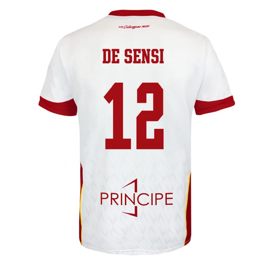Danxen Kvinnor Giuseppe De Sensi #12 Vit Röd Bortatröja Matchtröjor 2025/26 Tröjor T-Tröja