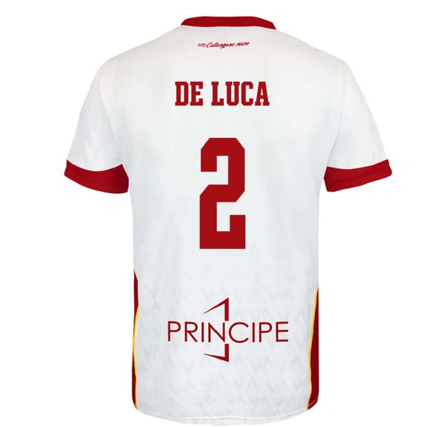 Danxen Kvinnor Gabriele De Luca #2 Vit Röd Bortatröja Matchtröjor 2025/26 Tröjor T-Tröja
