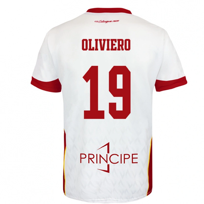Danxen Kvinnor Andrea Oliviero #19 Vit Röd Bortatröja Matchtröjor 2025/26 Tröjor T-Tröja