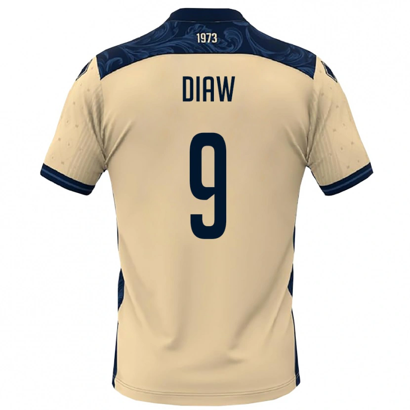 Danxen Kvinnor Davide Diaw #9 Vit Marinblå Bortatröja Matchtröjor 2025/26 Tröjor T-Tröja