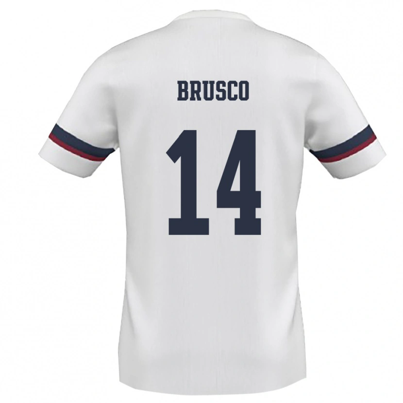 Danxen Kvinnor Alessandro Brusco #14 Vit Röd Bortatröja Matchtröjor 2025/26 Tröjor T-Tröja