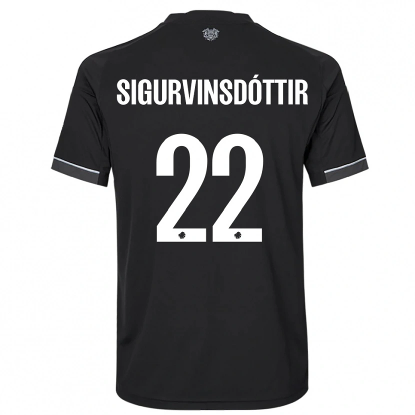 Danxen Kvinnor Sunneva Sigurvinsdóttir #22 Svart Vit Bortatröja Matchtröjor 2025/26 Tröjor T-Tröja