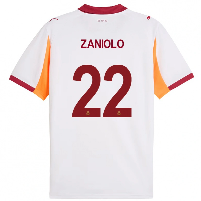 Danxen Kvinnor Nicolò Zaniolo #22 Vit Röd Bortatröja Matchtröjor 2025/26 Tröjor T-Tröja