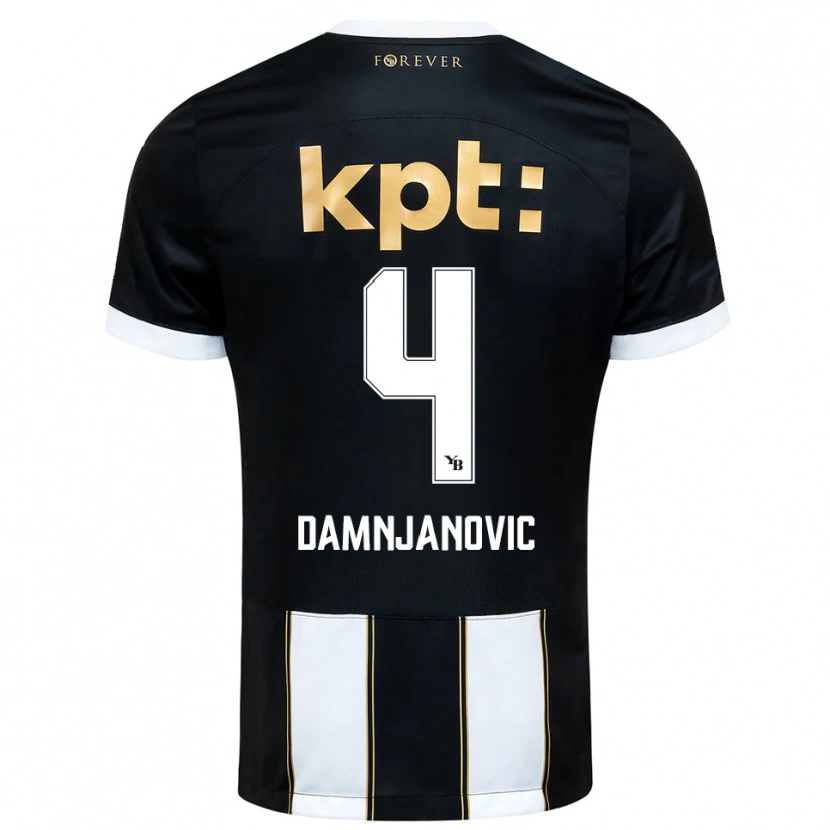 Danxen Kvinnor Lazar Damnjanovic #4 Svart Vit Bortatröja Matchtröjor 2025/26 Tröjor T-Tröja