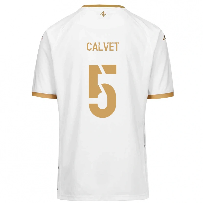 Danxen Kvinnor Raphaël Calvet #5 Vitt Guld Bortatröja Matchtröjor 2025/26 Tröjor T-Tröja