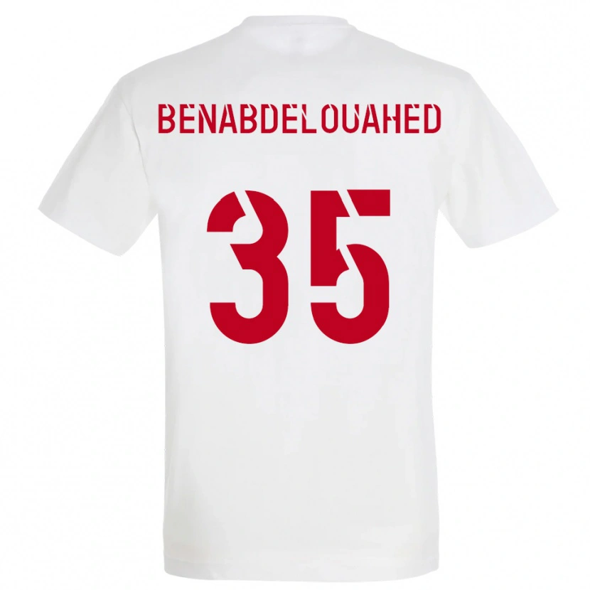Danxen Kvinnor Kaïs Benabdelouahed #35 Vitt Rött Gult Bortatröja Matchtröjor 2025/26 Tröjor T-Tröja