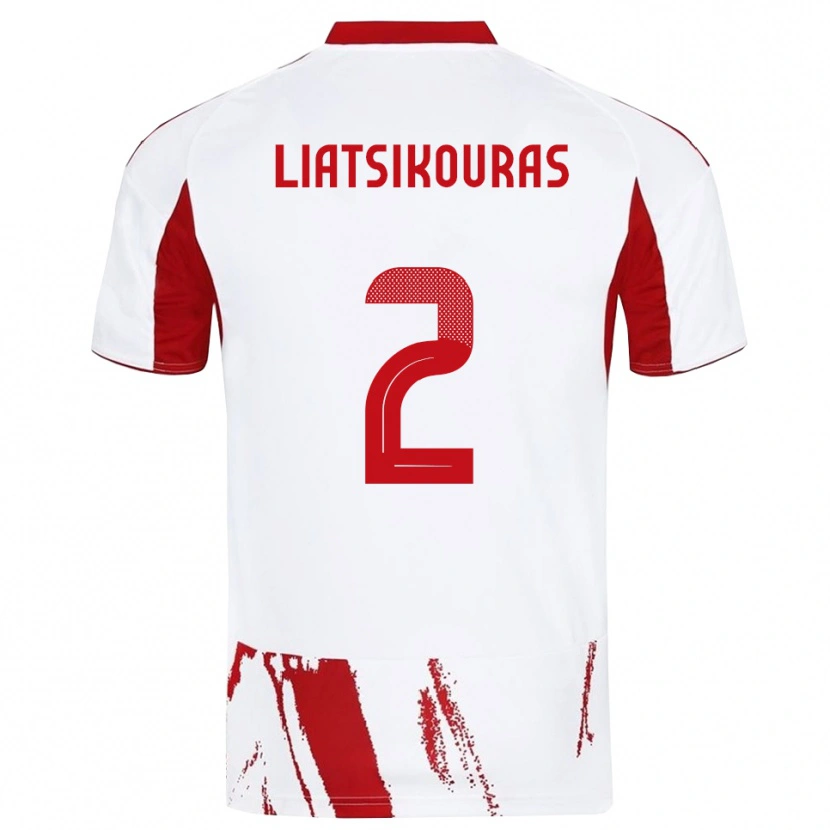 Danxen Kvinnor Argyrios Liatsikouras #2 Vit Röd Bortatröja Matchtröjor 2025/26 Tröjor T-Tröja
