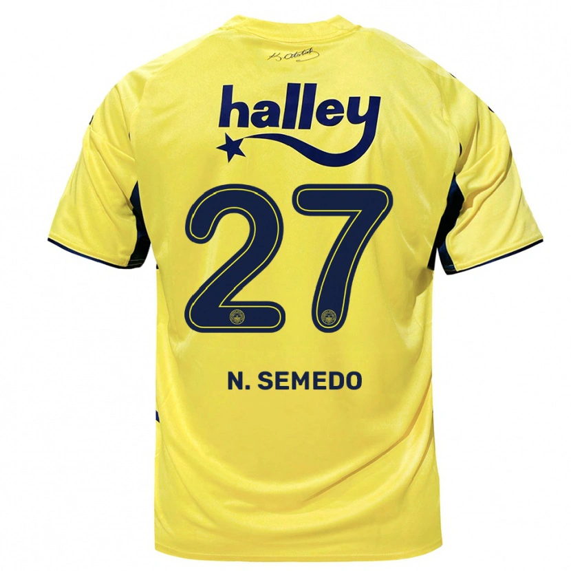 Danxen Kvinnor Nélson Semedo #27 Gul Marinblå Bortatröja Matchtröjor 2025/26 Tröjor T-Tröja