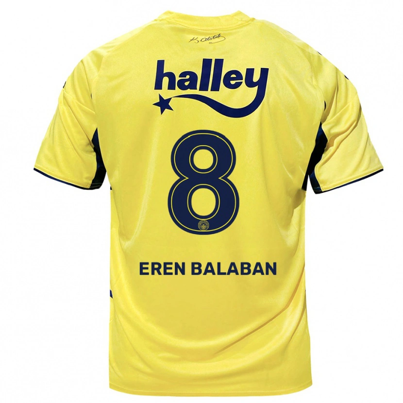 Danxen Kvinnor Aziz Eren Balaban #8 Gul Marinblå Bortatröja Matchtröjor 2025/26 Tröjor T-Tröja