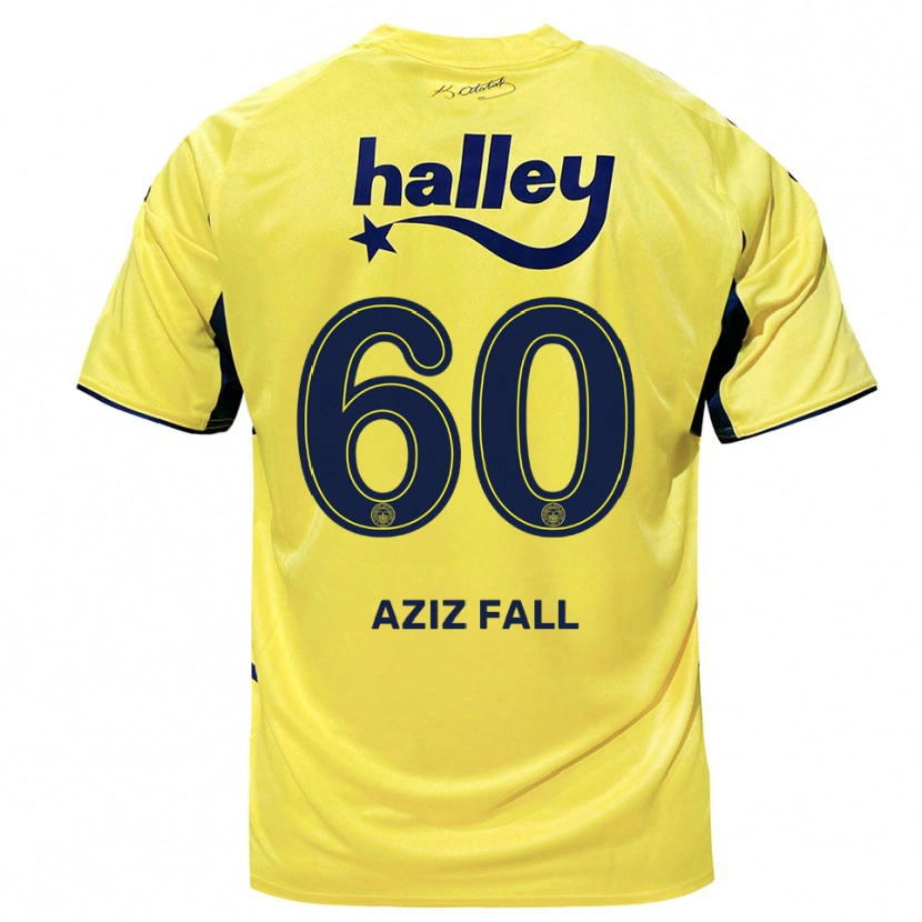 Danxen Kvinnor Abdou Aziz Fall #60 Gul Marinblå Bortatröja Matchtröjor 2025/26 Tröjor T-Tröja