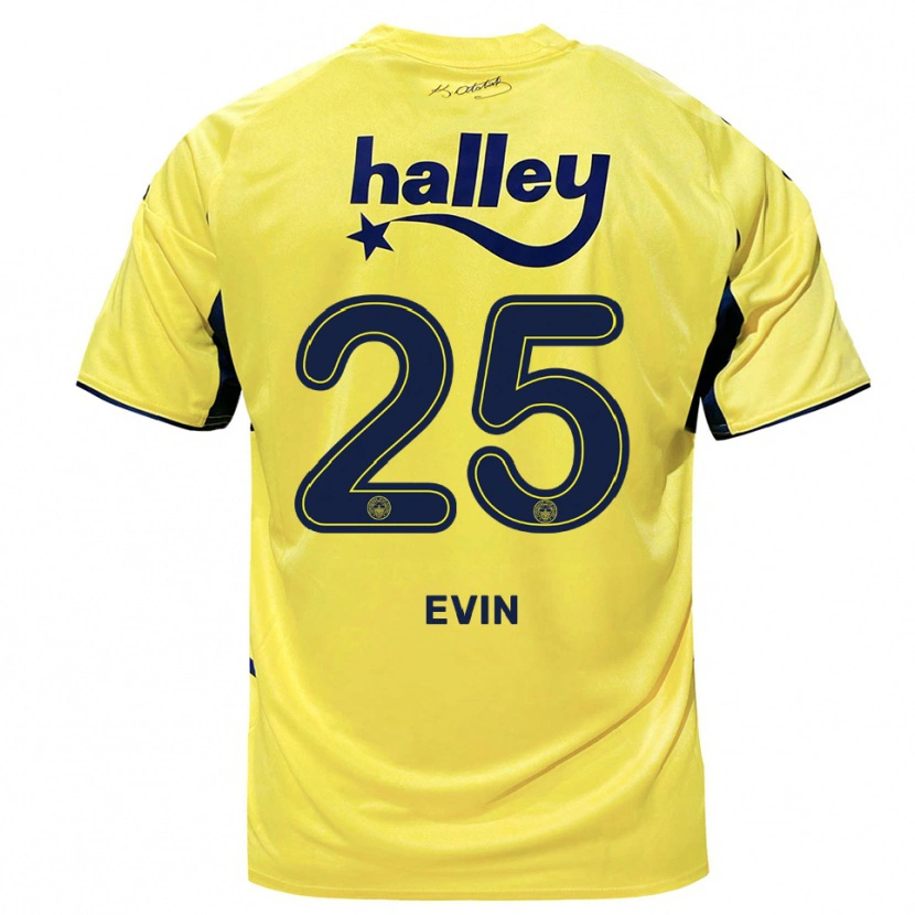 Danxen Kvinnor Yiğit Evin #25 Gul Marinblå Bortatröja Matchtröjor 2025/26 Tröjor T-Tröja