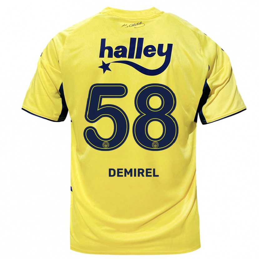 Danxen Kvinnor Görkem Demirel #58 Gul Marinblå Bortatröja Matchtröjor 2025/26 Tröjor T-Tröja
