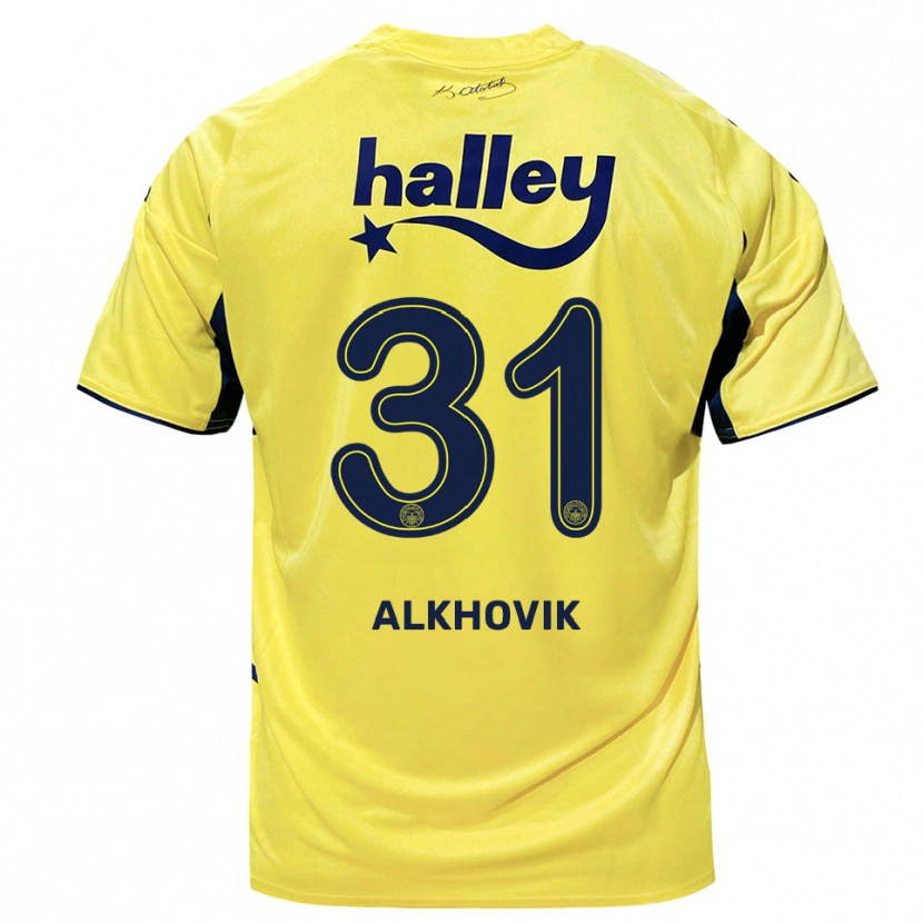 Danxen Kvinnor Karyna Alkhovik #31 Gul Marinblå Bortatröja Matchtröjor 2025/26 Tröjor T-Tröja