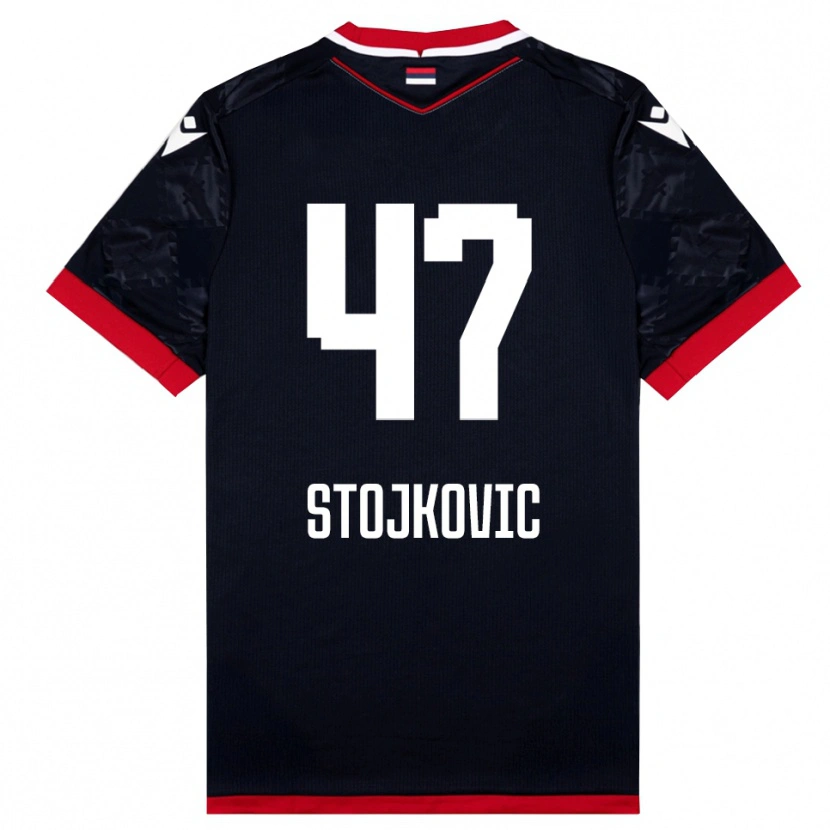 Danxen Kvinnor Strahinja Stojkovic #47 Svart Röd Bortatröja Matchtröjor 2025/26 Tröjor T-Tröja