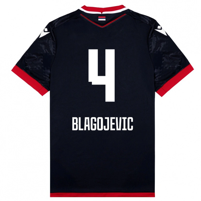 Danxen Kvinnor Niksa Blagojevic #4 Svart Röd Bortatröja Matchtröjor 2025/26 Tröjor T-Tröja