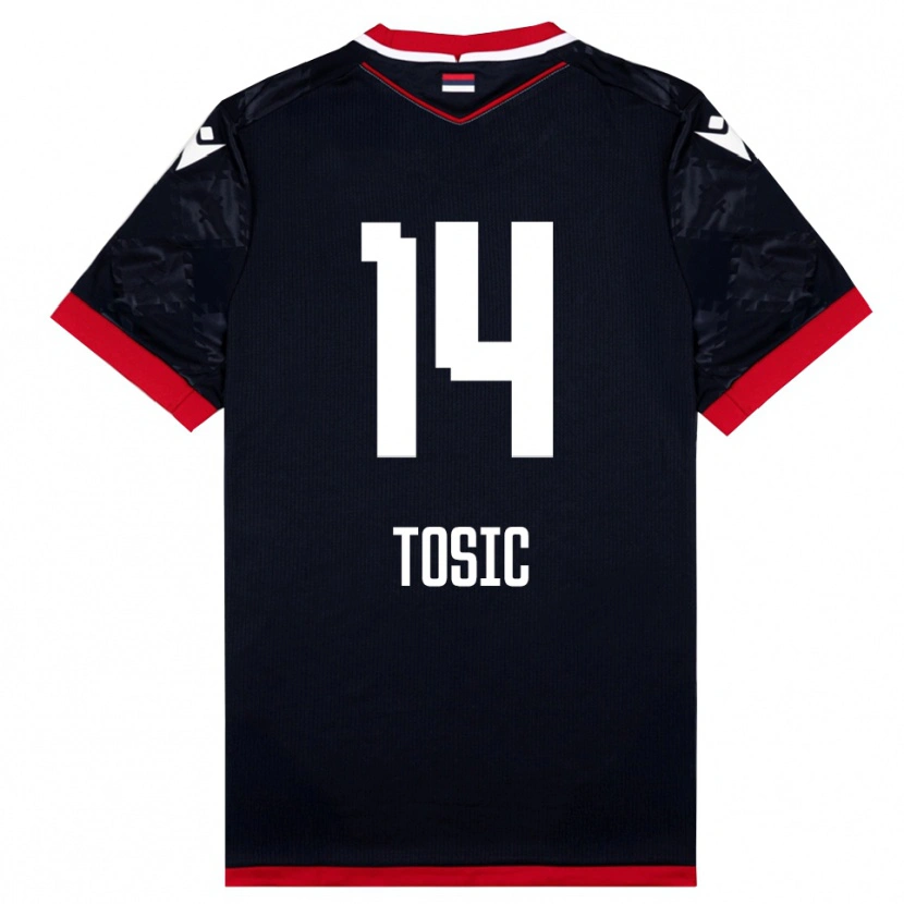 Danxen Kvinnor Davorin Tosic #14 Svart Röd Bortatröja Matchtröjor 2025/26 Tröjor T-Tröja
