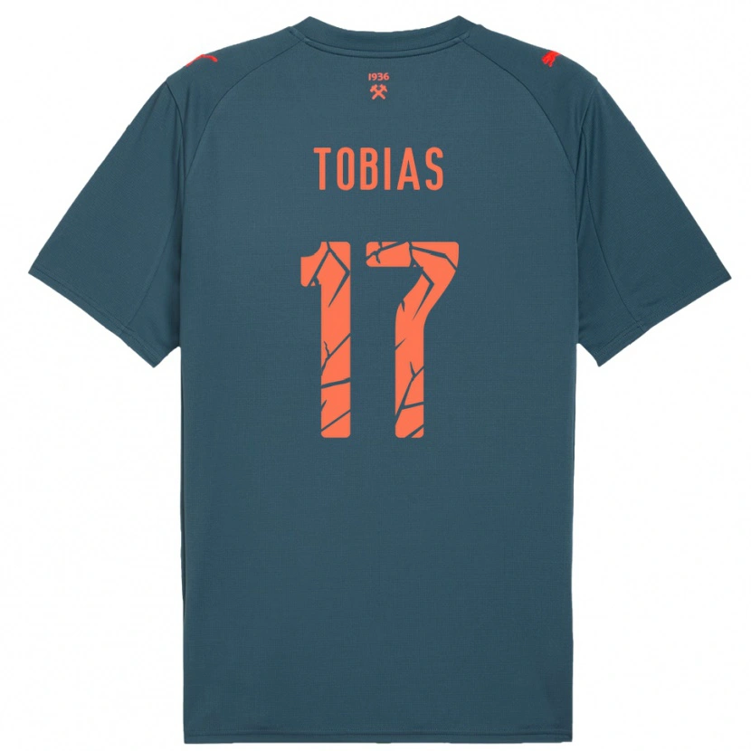 Danxen Kvinnor Vinícius Tobias #17 Marinblå Röd Bortatröja Matchtröjor 2025/26 Tröjor T-Tröja