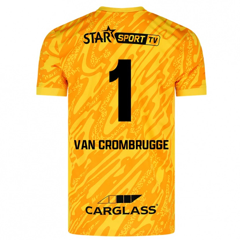 Danxen Barn Hendrik Van Crombrugge #1 Orange Gul Svart Målvaktströja 2025/26 T-tröja