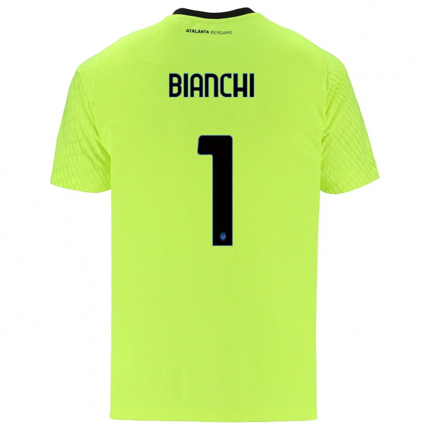 Danxen Barn Mattia Bianchi #1 Gul Grön Röd Målvaktströja 2025/26 T-tröja