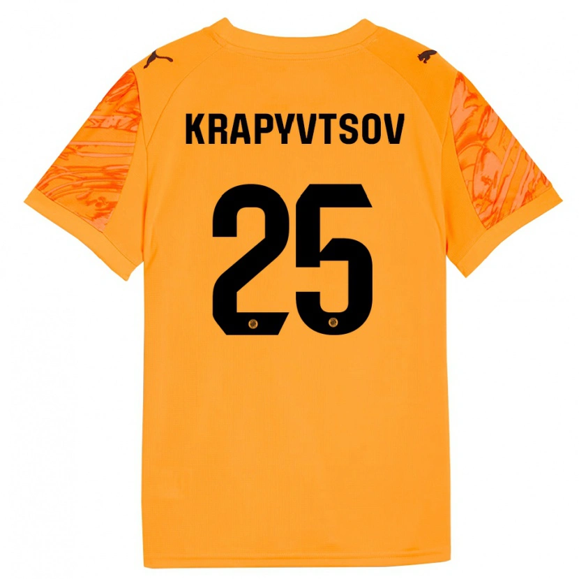 Danxen Barn Vladyslav Krapyvtsov #25 Orange Svart Målvaktströja 2025/26 T-tröja