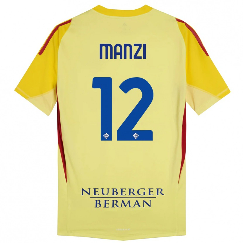 Danxen Barn Federico Manzi #12 Ljus Gul Svart Målvaktströja 2025/26 T-tröja