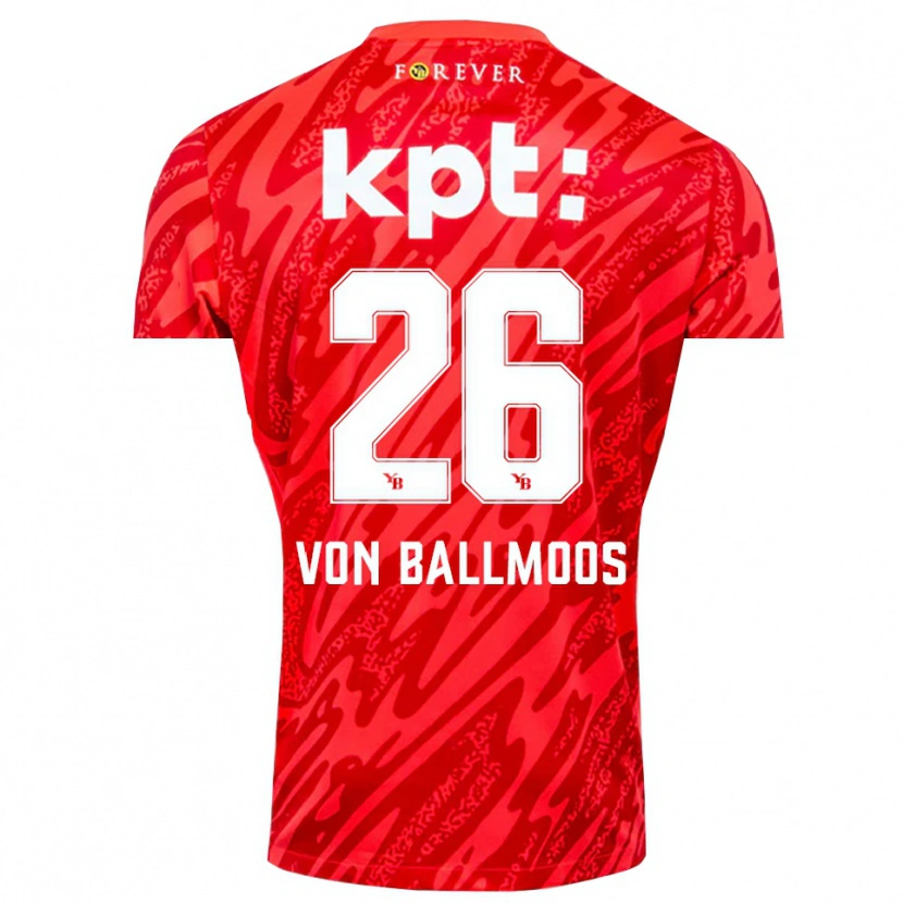 Danxen Barn David von Ballmoos #26 Röd Vit Målvaktströja 2025/26 T-tröja