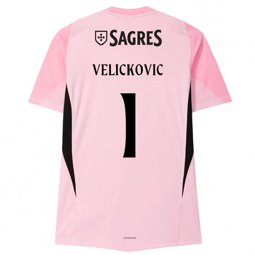 Danxen Barn Luka Veličković #1 Rosa Svart Målvaktströja 2025/26 T-tröja