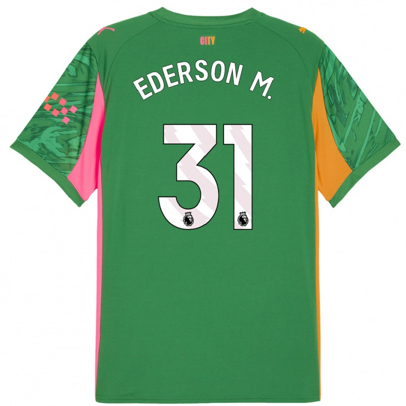 Danxen Män Ederson #31 Grön Orange Målvaktströja 2025/26 T-tröja