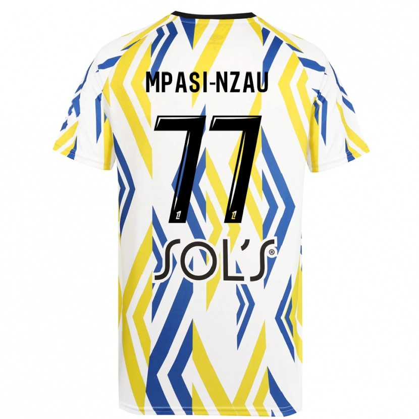 Danxen Män Lionel Mpasi-Nzau #77 Vit Röd Blå Målvaktströja 2025/26 T-tröja