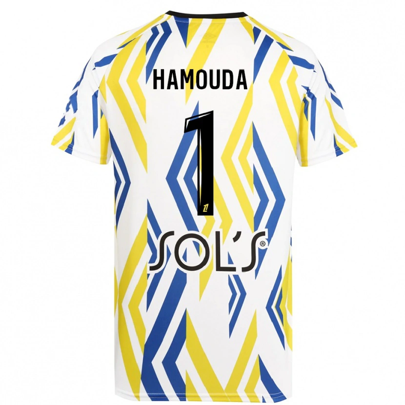 Danxen Män Adel Hamouda #1 Vit Röd Blå Målvaktströja 2025/26 T-tröja