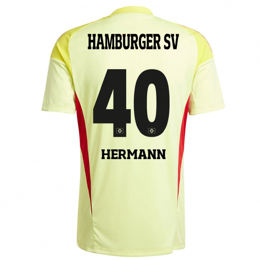 Danxen Män Hannes Hermann #40 Gul Svart Röd Målvaktströja 2025/26 T-tröja