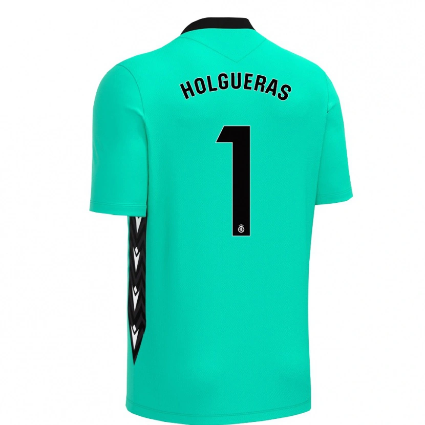 Danxen Män Javi Holgueras #1 Aqua Svart Målvaktströja 2025/26 T-tröja