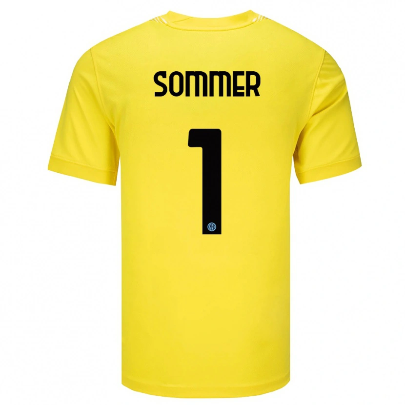 Danxen Män Yann Sommer #1 Ljus Gul Svart Målvaktströja 2025/26 T-tröja