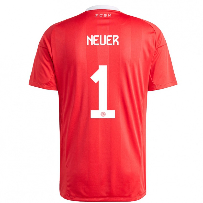 Danxen Män Manuel Neuer #1 Röd Vit Målvaktströja 2025/26 T-tröja