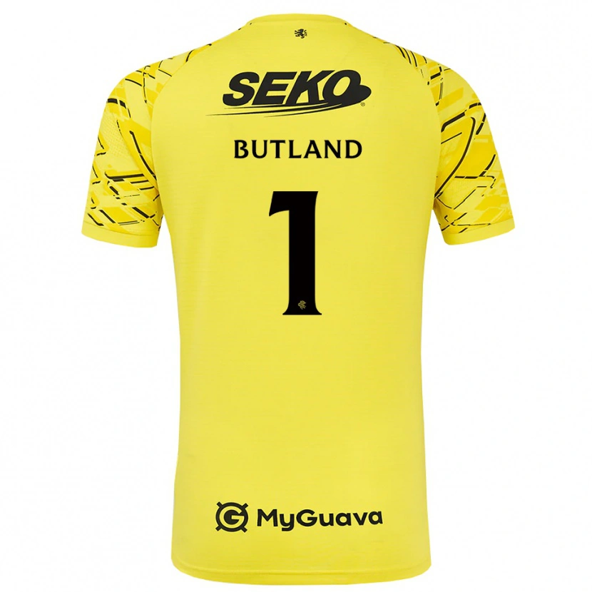 Danxen Kvinnor Jack Butland #1 Gul Svart Målvaktströja 2025/26 T-tröja