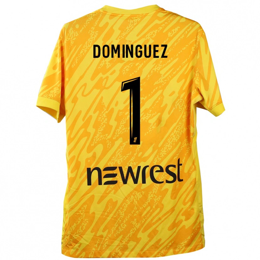 Danxen Kvinnor Álex Domínguez #1 Gul Svart Målvaktströja 2025/26 T-tröja