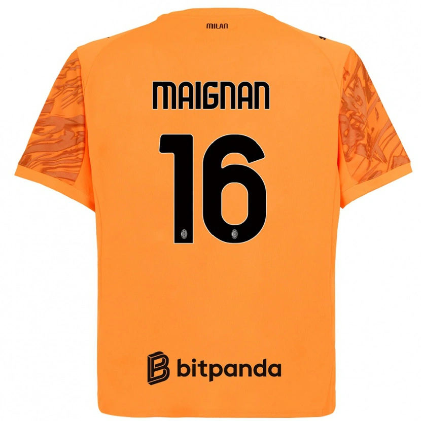 Danxen Kvinnor Mike Maignan #16 Orange Gul Svart Målvaktströja 2025/26 T-tröja