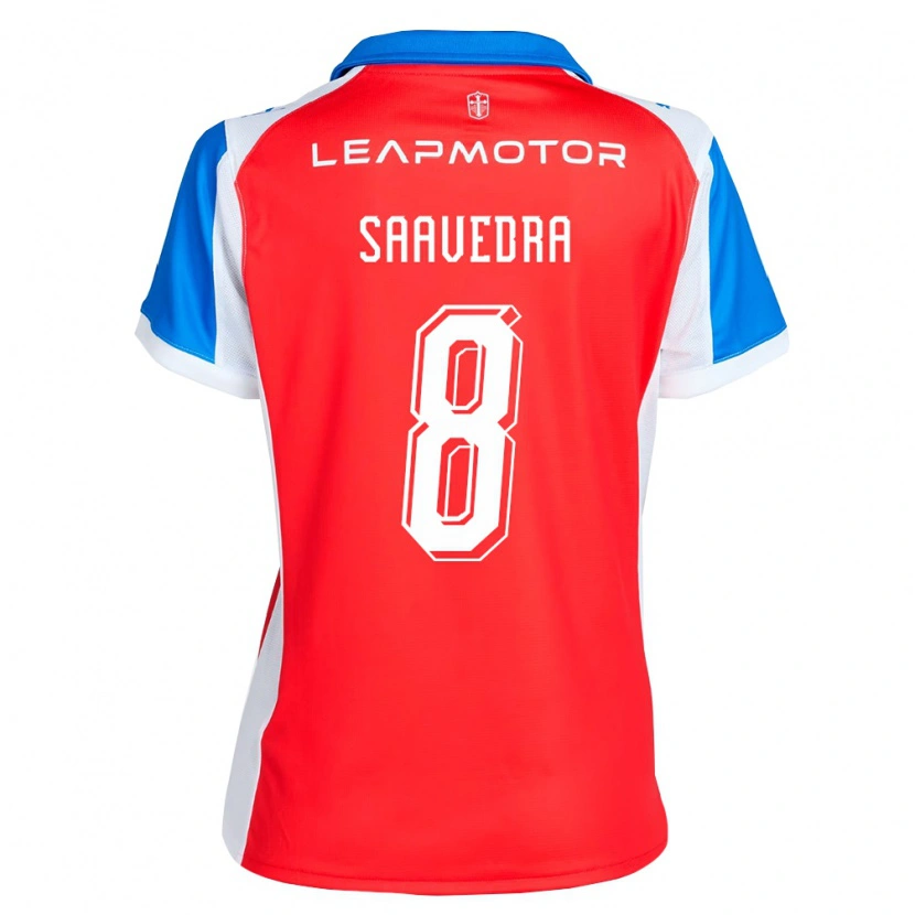 Danxen Barn Ignacio Saavedra #8 Röd Blå Bortatröja Matchtröjor 2026/27 Tröjor T-Tröja